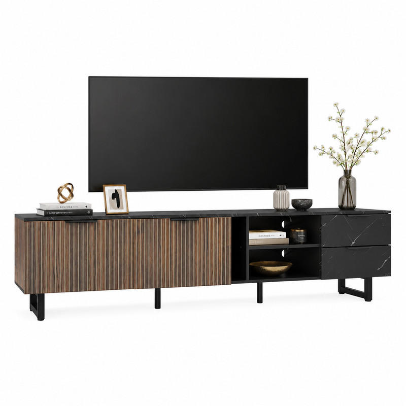 Beauniv Tv-Element Schwarz 38x50x200 cm