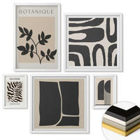 WANDBILDER 5er-Set - 50x50 cm & 20x30 cm & 40x60 cm Weißer Rahmen - Minimalistische Pflanzenposter - Weiß, Kunststoff (40/60cm) - ArtPrintCave