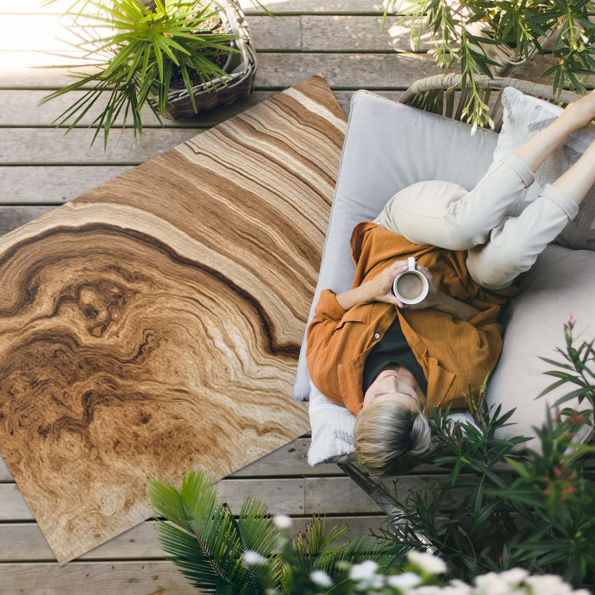 TEPPICH 100x150 cm Steinformen Naturstruktur - Hellbraun, Kunststoff (100/150cm) - Wallfluent