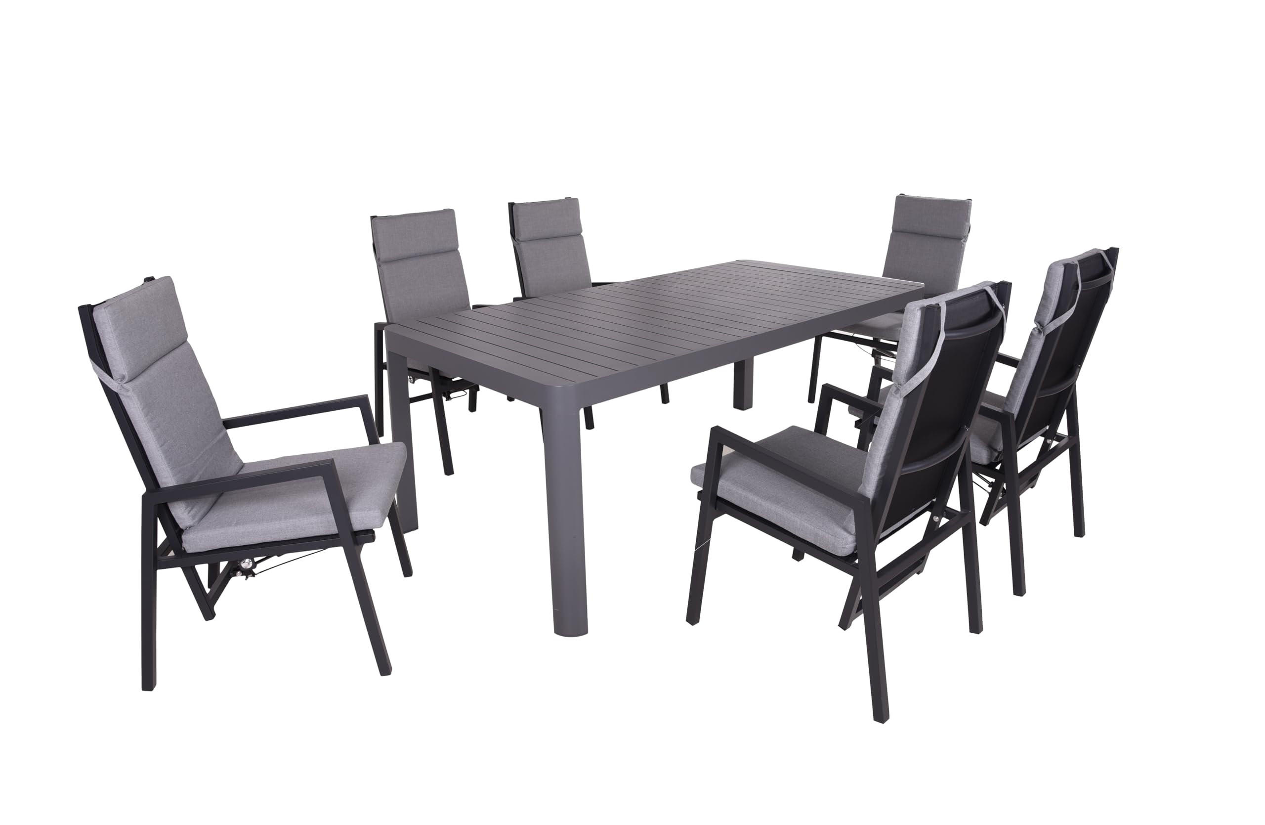 GARTEN-SITZGRUPPE Enya 7-teilig Gartenmöbel-Set - Schwarz, Kunststoff - DELUKE