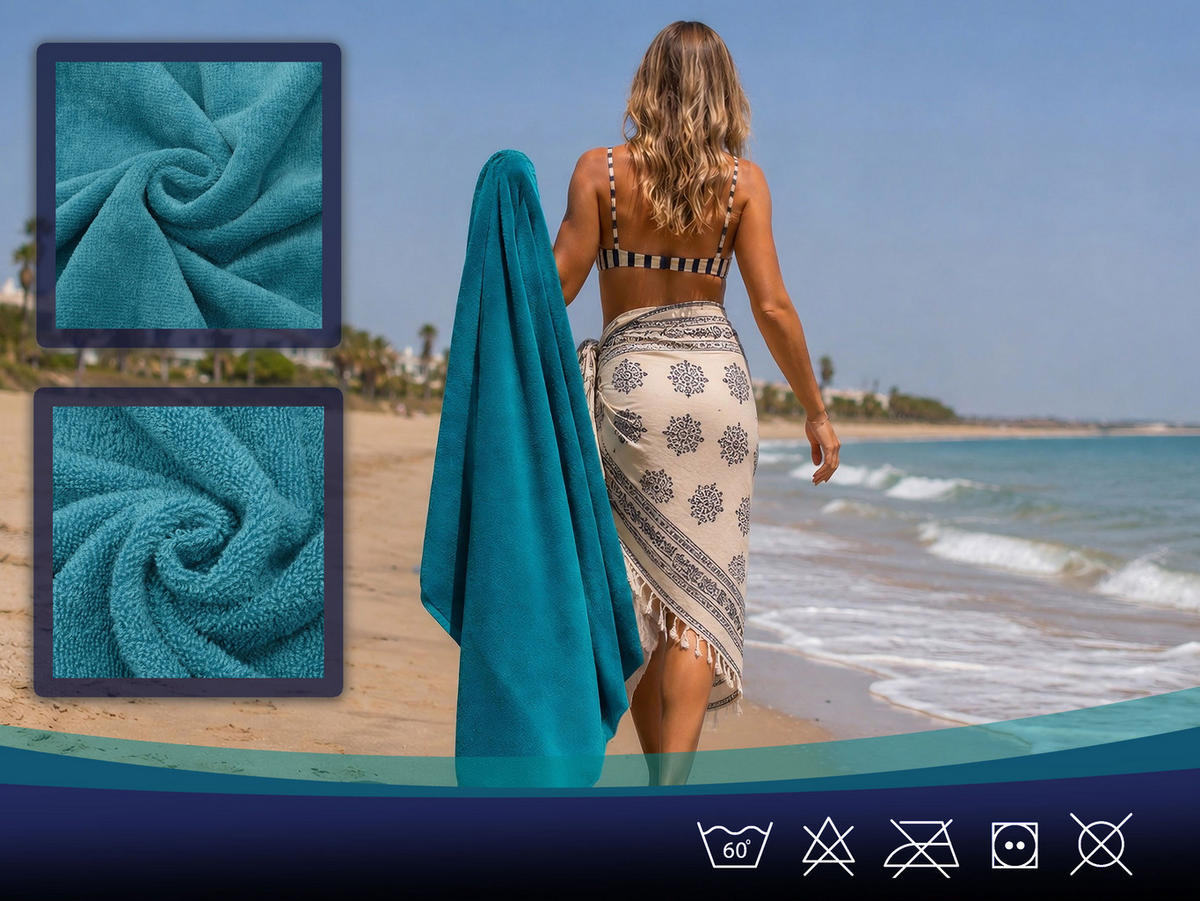 STRANDTUCH, 100x200 cm, 100% Baumwolle, Blau - Petrol, Textil (100/200cm) - Zollner