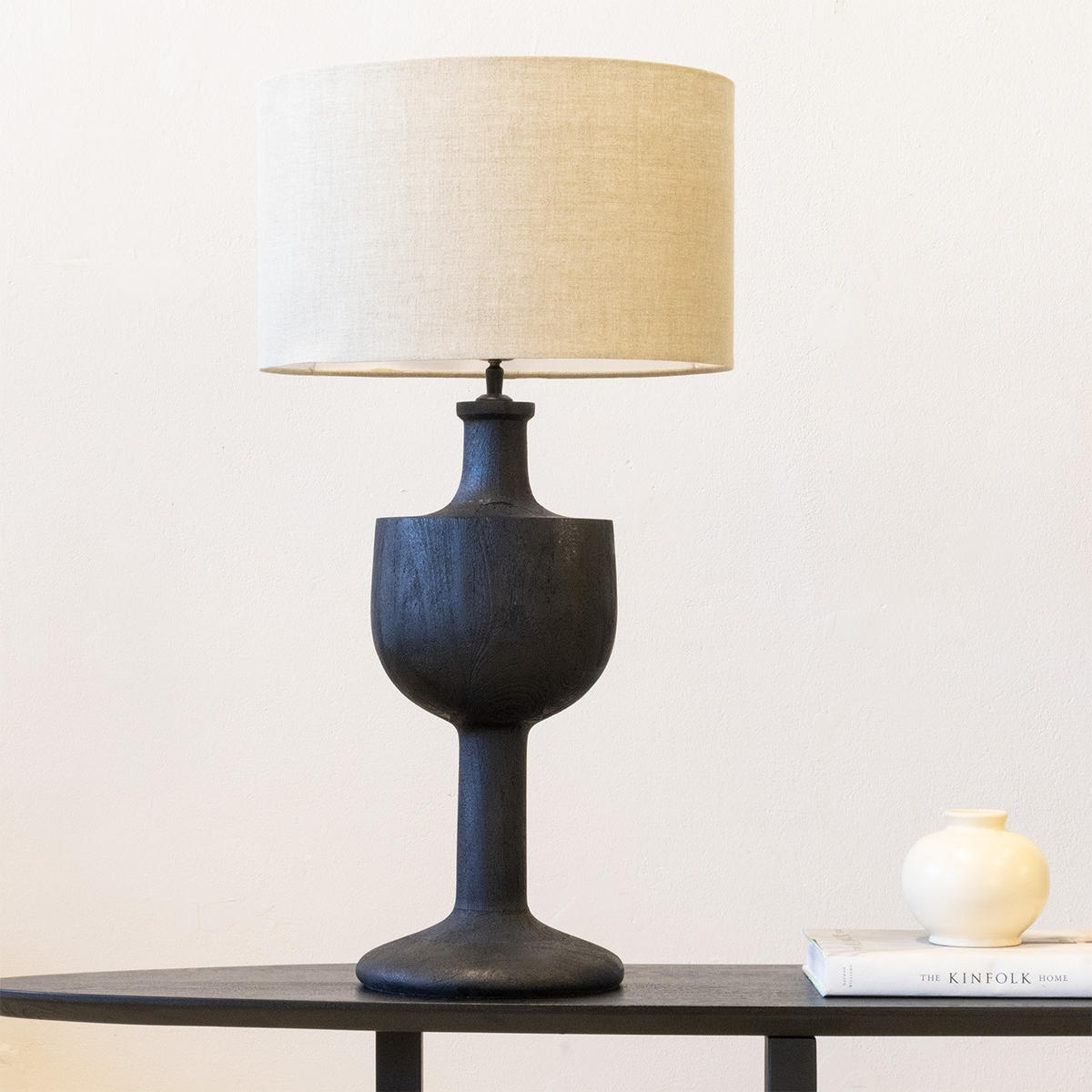 TISCHLAMPE aus Holz 40cm, schwarz - Schwarz, Holz (40/40/70cm) - Giga Meubel