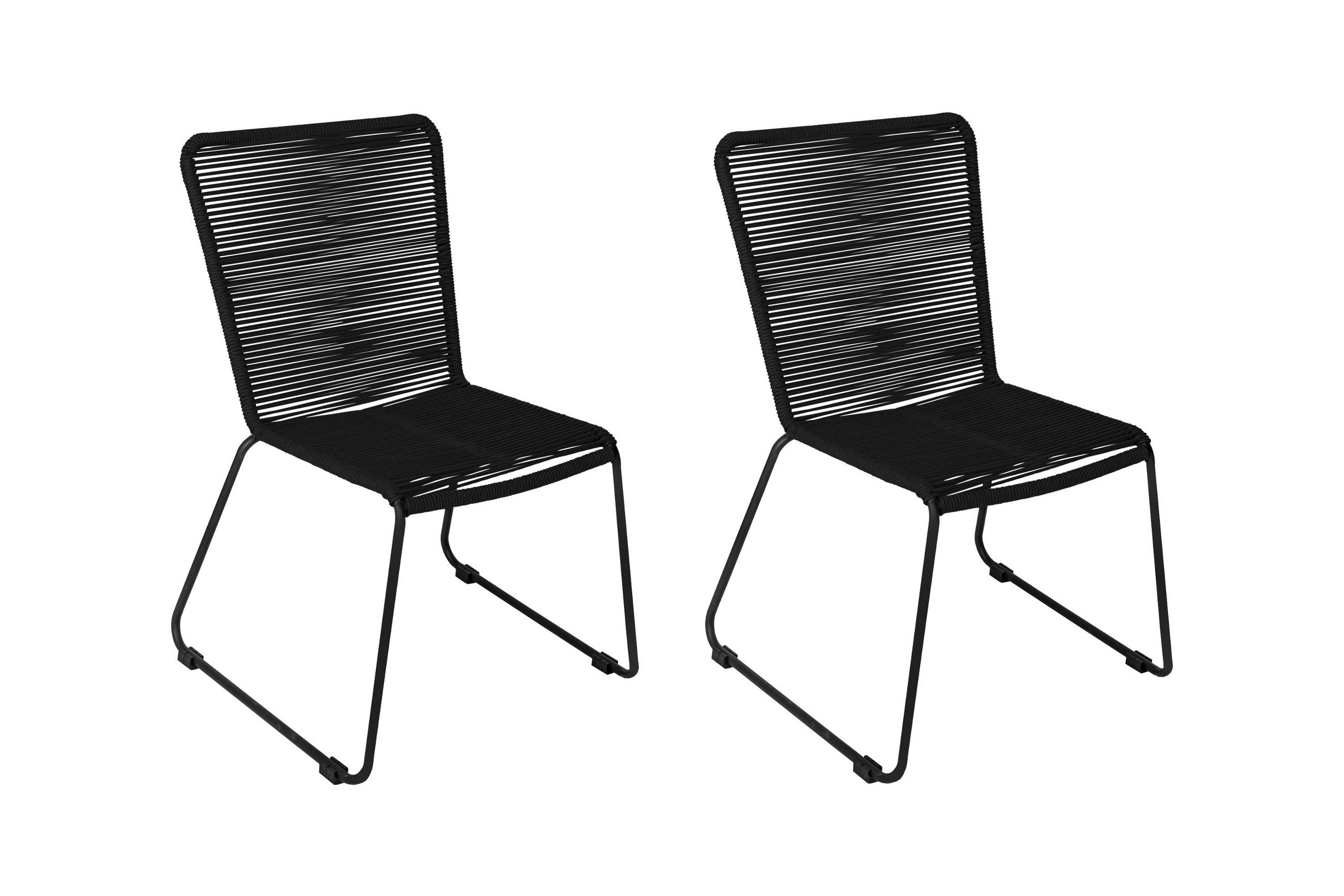 GARTENSTUHL 2ER-SET ISRA - Schwarz, Textil/Metall (58/88/55cm) - SAM