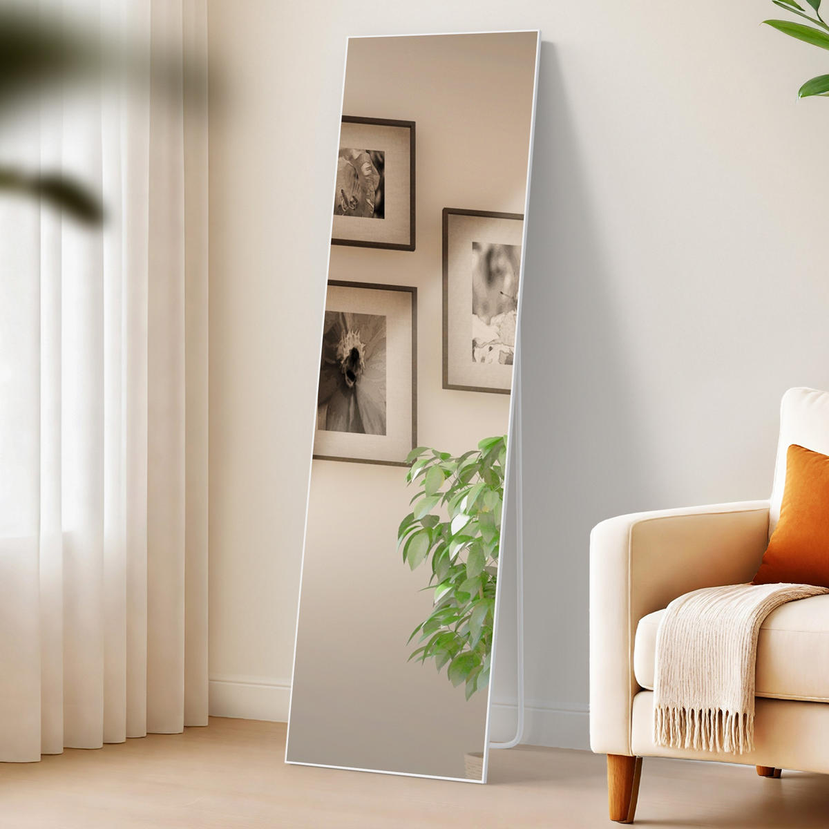 STANDSPIEGEL Krakow Glas Weiß matt Ganzkörperspiegel - Weiß, Glas (40/140/3cm) - DELUKE
