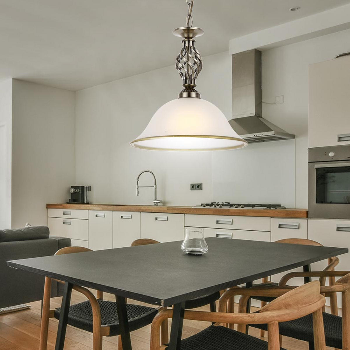 LED HÄNGELEUCHTE ODIN Messing - Messingfarben, Glas (30/30/120cm) - Globo Lighting