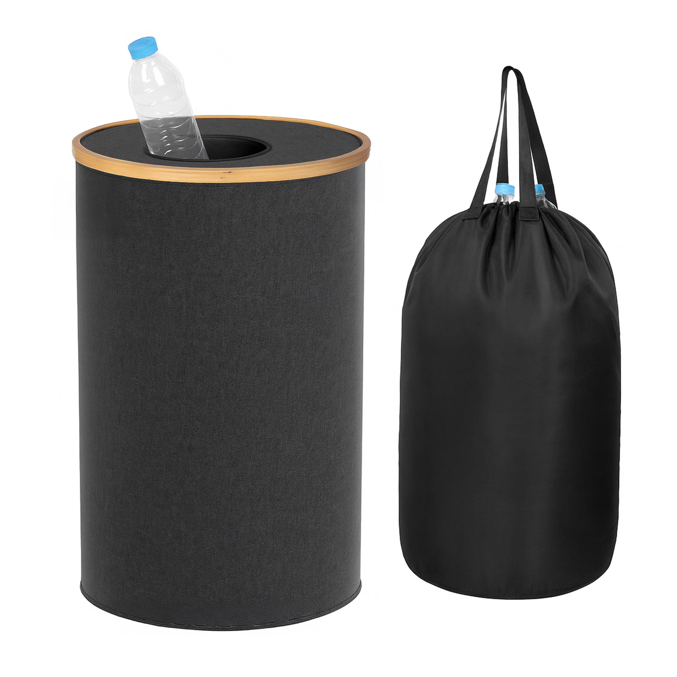 PFANDFLASCHEN-SAMMELBEHÄLTER - Schwarz, Holz/Kunststoff (40/75/40cm) - Relaxdays