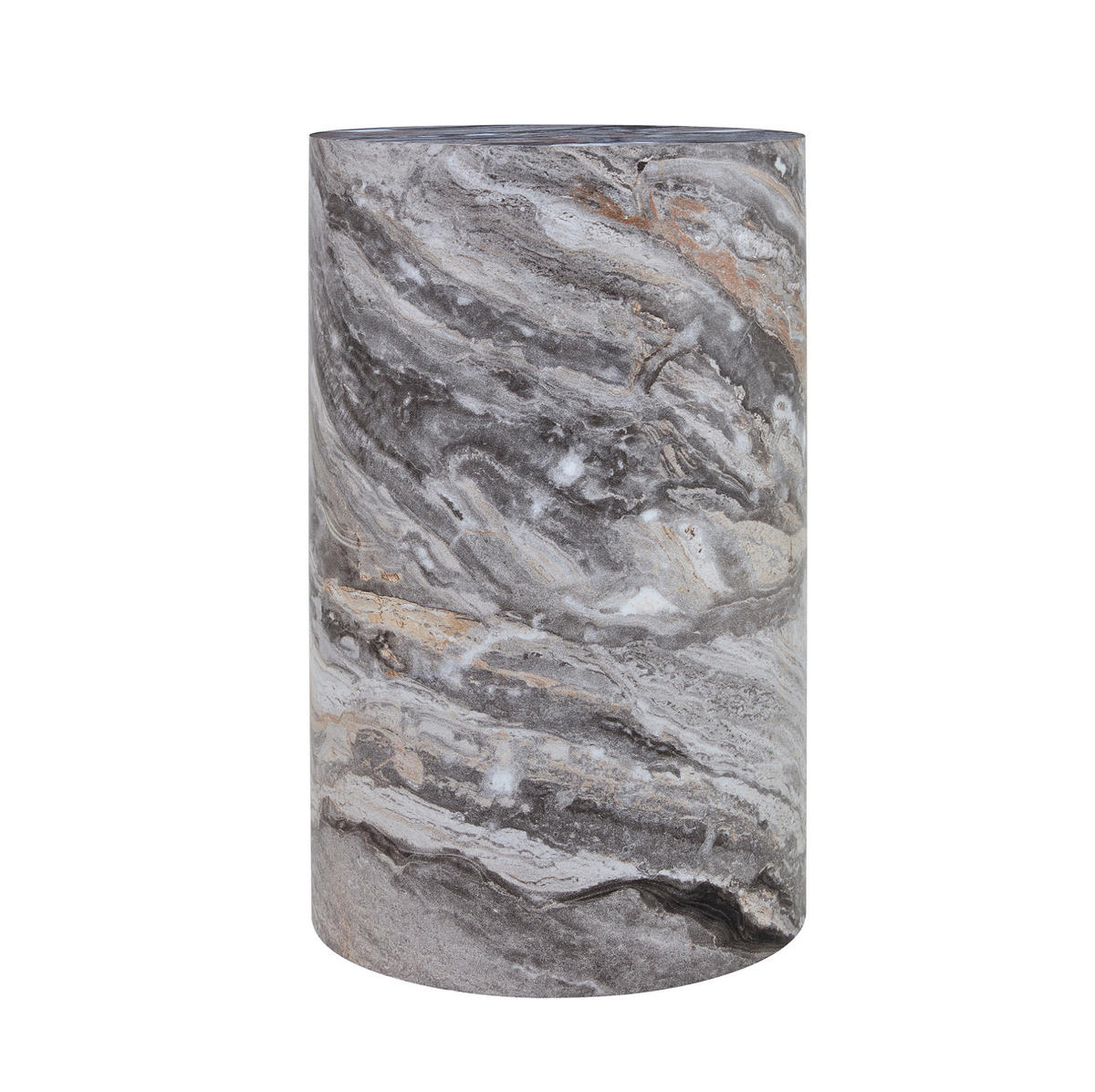 BEISTELLTISCH 30/30/55 cm aus MDF mit runder Tischplatte in Marmoroptik und wasserabweisender Oberfläche, Grau - Grau, Holzwerkstoff (30/30/55cm) - Redom