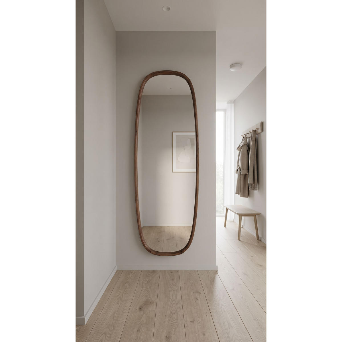 WANDSPIEGEL Nyko Spiegel/ 120x40 cm Braun - Beige, Holz (40/120/5cm) - Housecraft Living