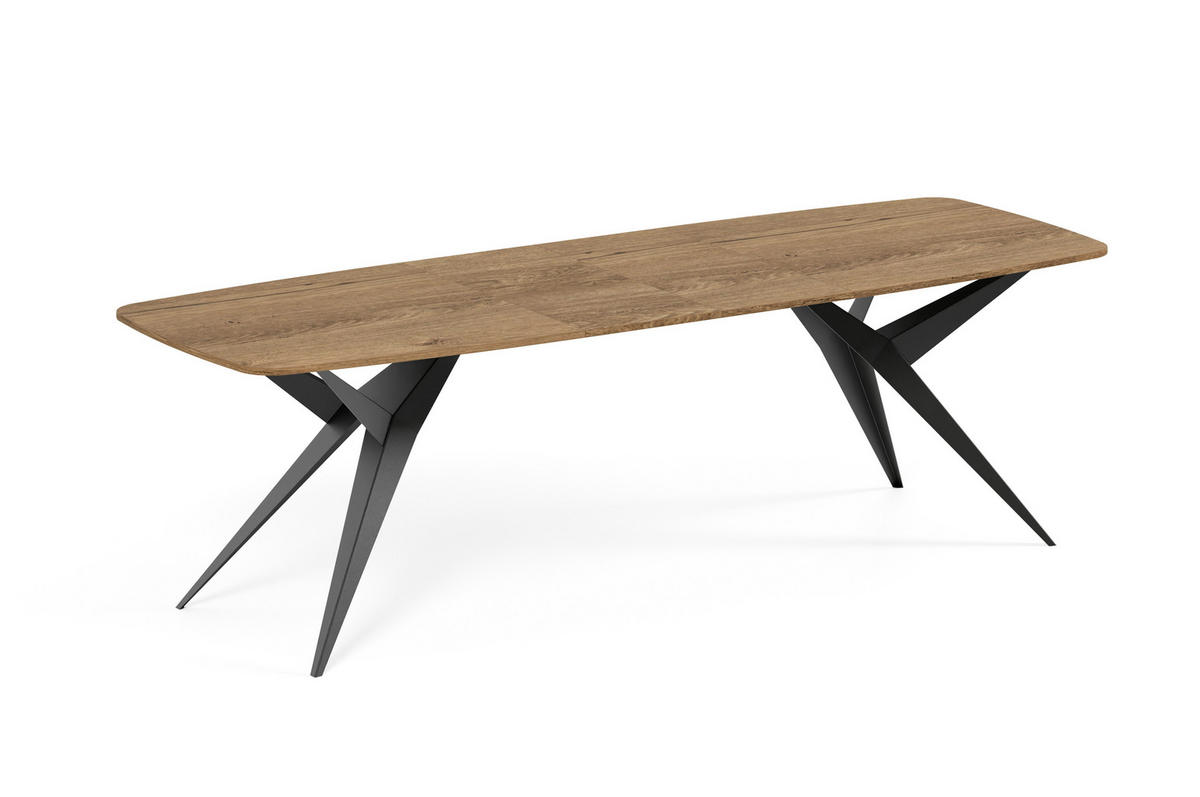 ESSTISCH AXIS - Dunkelbraun/Schwarz, Holzwerkstoff/Metall (90/180/76cm) - Meblini