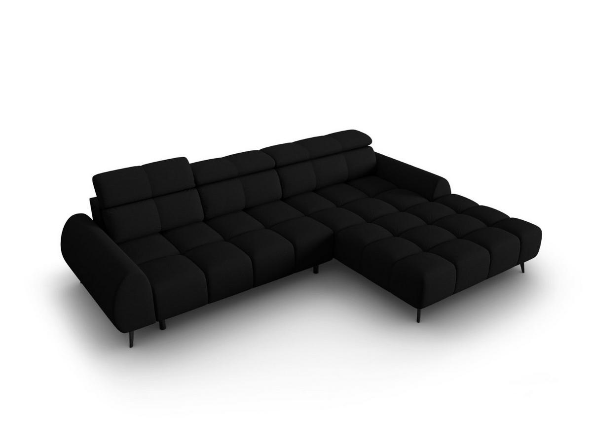 ELEKTRISCHES-ECKSOFA rechts Alyse aus strukturiertem Stoff schwarz 5 Sitzplätze - Schwarz, Textil (188/295cm) - Micadoni