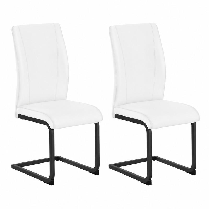 ESSZIMMERSTUHL 2er-Set Kunstleder Weiß mit Metallgestell Schwarz - Weiß, Metall (44.5/99/43cm) - Meubliv