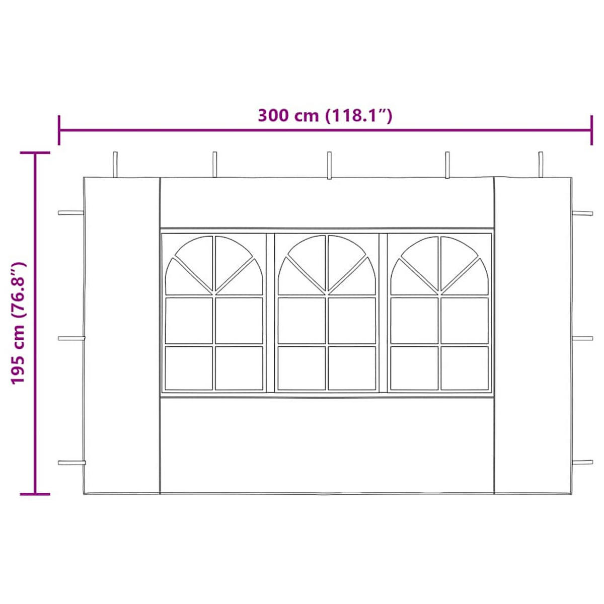 SEITENWÄNDE für Partyzelt mit Fenster, 300/195 cm, aus PE, Anthrazit, 2er-Set - Anthrazit, Kunststoff (195/195/300cm) - vidaXL