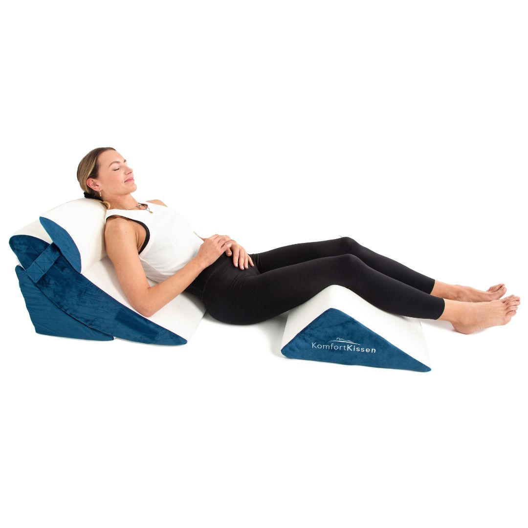 ORTHOPÄDISCHES KEILKISSEN 4in1 - Weiß/Dunkelblau, Textil (61/43cm) - KomfortKissen