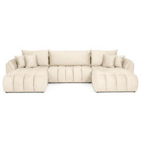 ECKSOFA Iris U mit Schlaffunktion und Bettkasten, U-Form – Beige Samt 382/184/85 cm - Ecru/Beige, Kunststoff/Textil (382/184cm) - WFL GROUP
