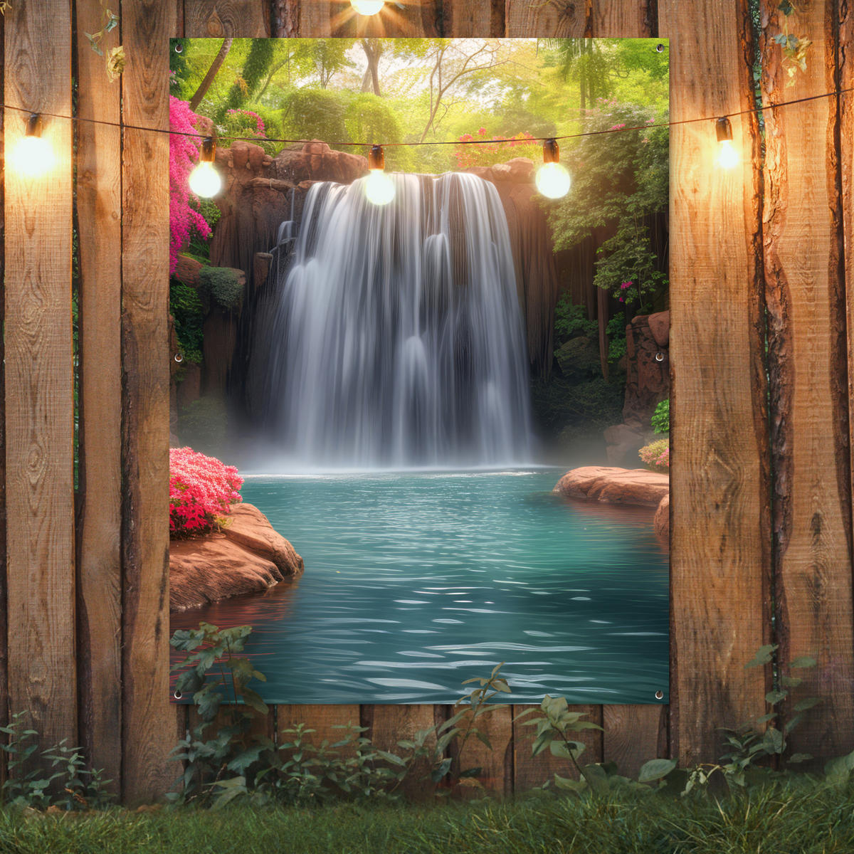 ZAHRADNÍ PLAKÁT Vodopád - Příroda - Rostliny - Džungle - Voda 120x160 cm - zelená barva, plast (120/160/0.2cm) - OnlyWow