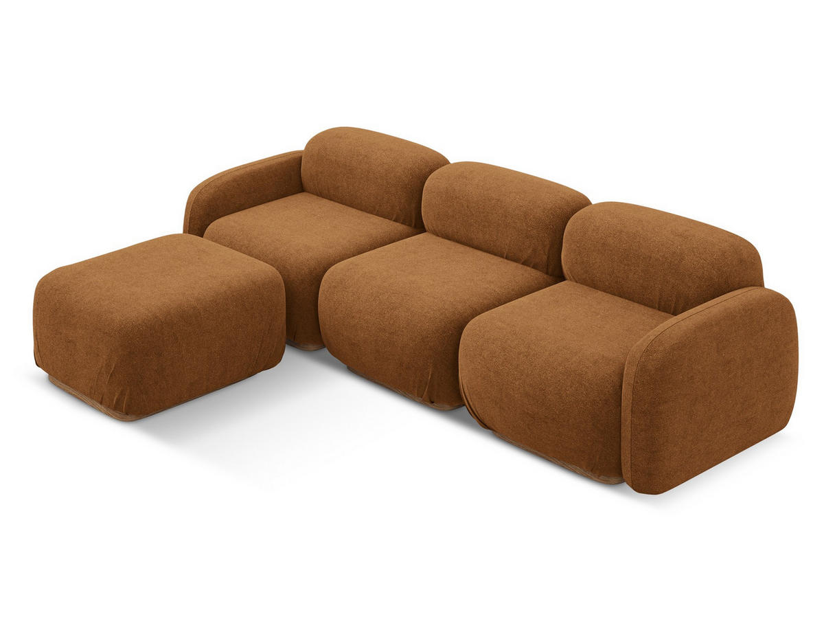 ECKSOFA Beidseitig Bouclé Stoff Orange - Pink/Terra cotta, Holz/Textil (270/190cm) - Makamii