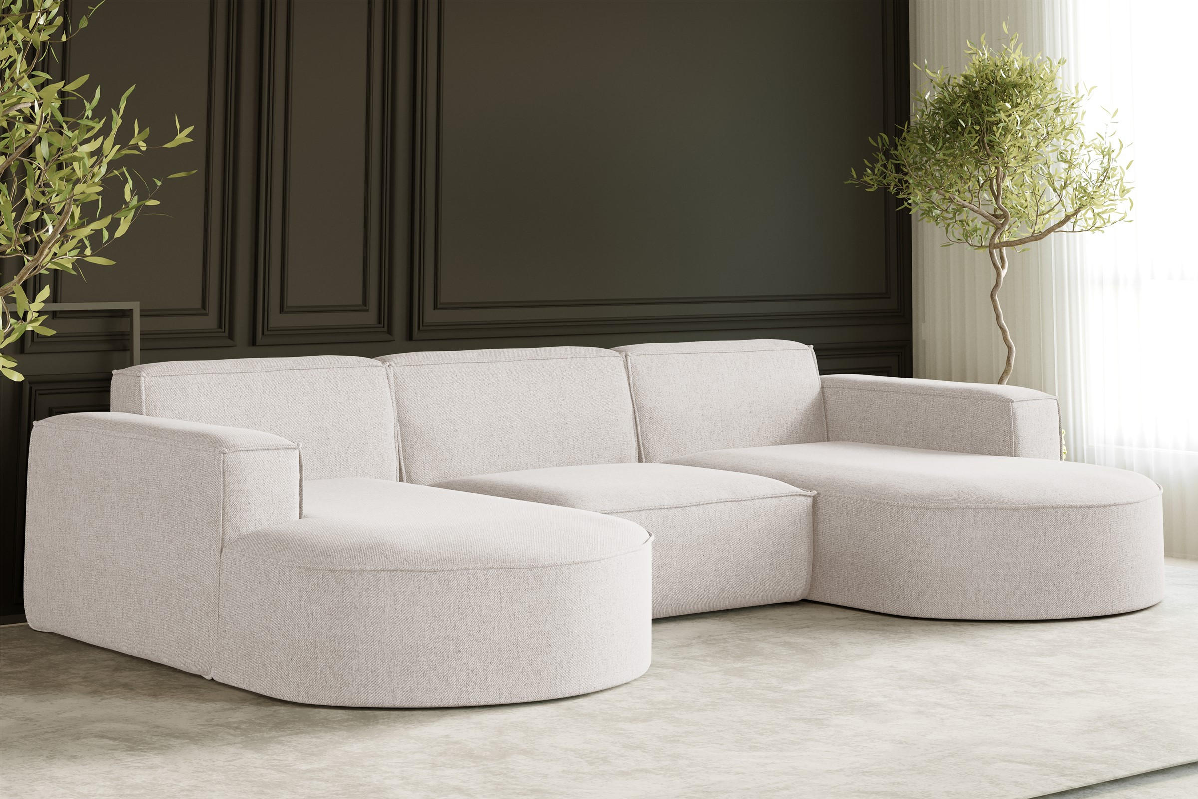 Thumbnail - Kaiser Möbel Ecksofa, Ecru, Holz, 299x165 cm, Wohnzimmer, Sofas & Couches, Wohnlandschaften, Ecksofas