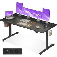 SCHREIBTISCH Höhenverstellbar Elektrisch 180 cm Schwarz mit USB und Memory Funktion - Schwarz, Holzwerkstoff (70/180/72cm)