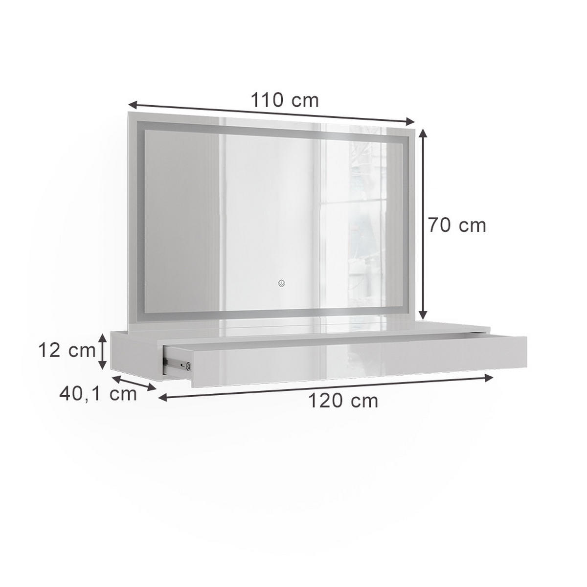 TOALETNÍ STOLEK Sherry Bílá - bílá, kompozitní dřevo (120/12/40.1cm) - Vicco