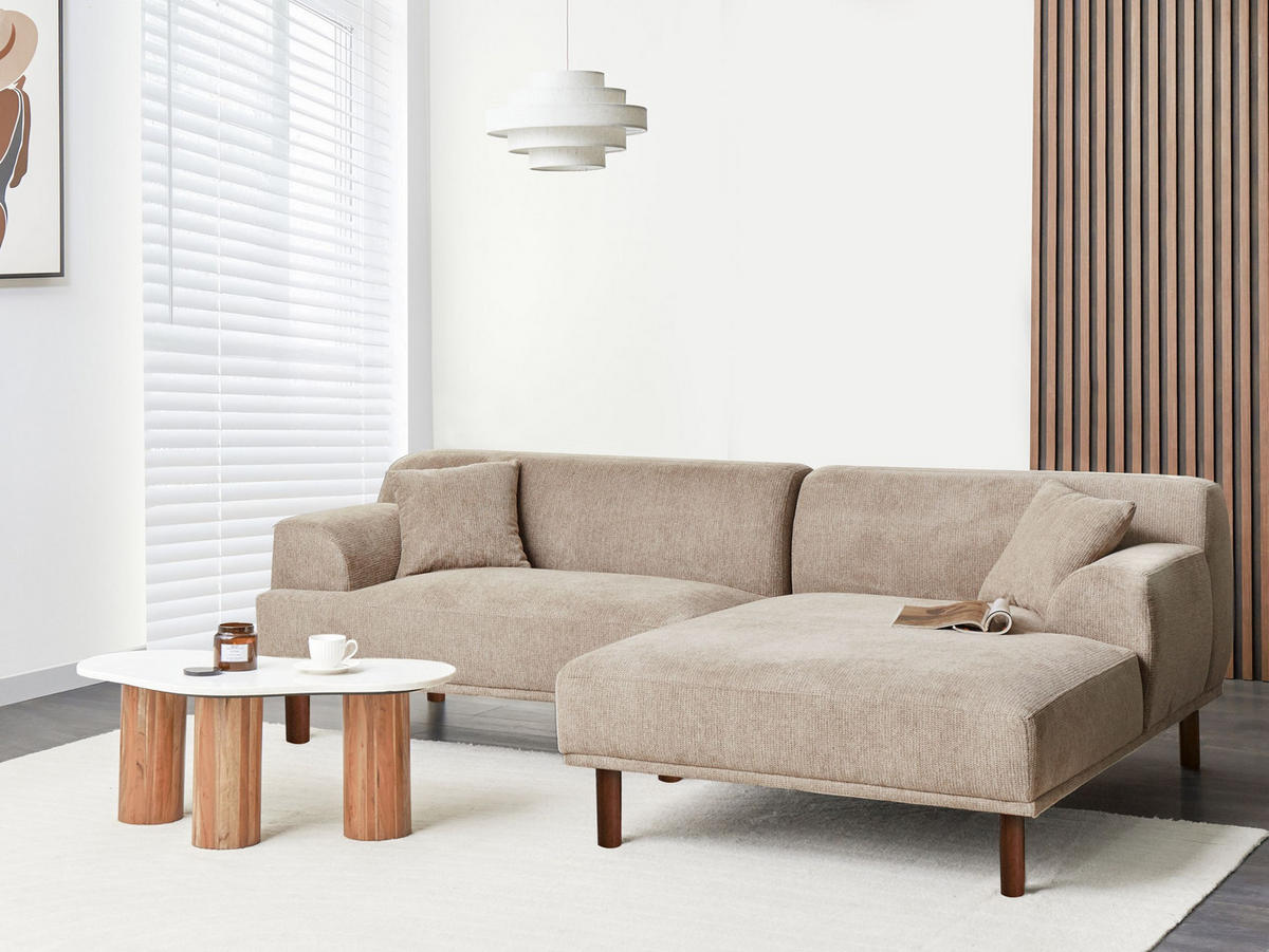 ECKSOFA 3-Sitzer Stoff Taupe linksseitig Holt - Taupe, Textil (241/159cm) - Beliani