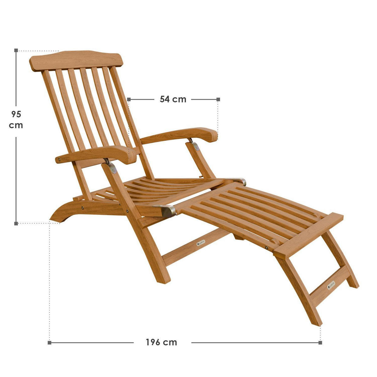 SONNENLIEGE Evia natur 196x54x95cm - Naturfarben, Holz (54/95/196cm) - Juskys