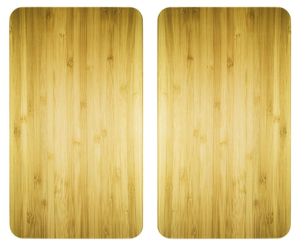 GLASSCHUTZPLATTEN für Herd - 2 Stück Holzholz Look 52/30/0,5 cm - Braun, Glas (30/0.5/52cm) - Wenko