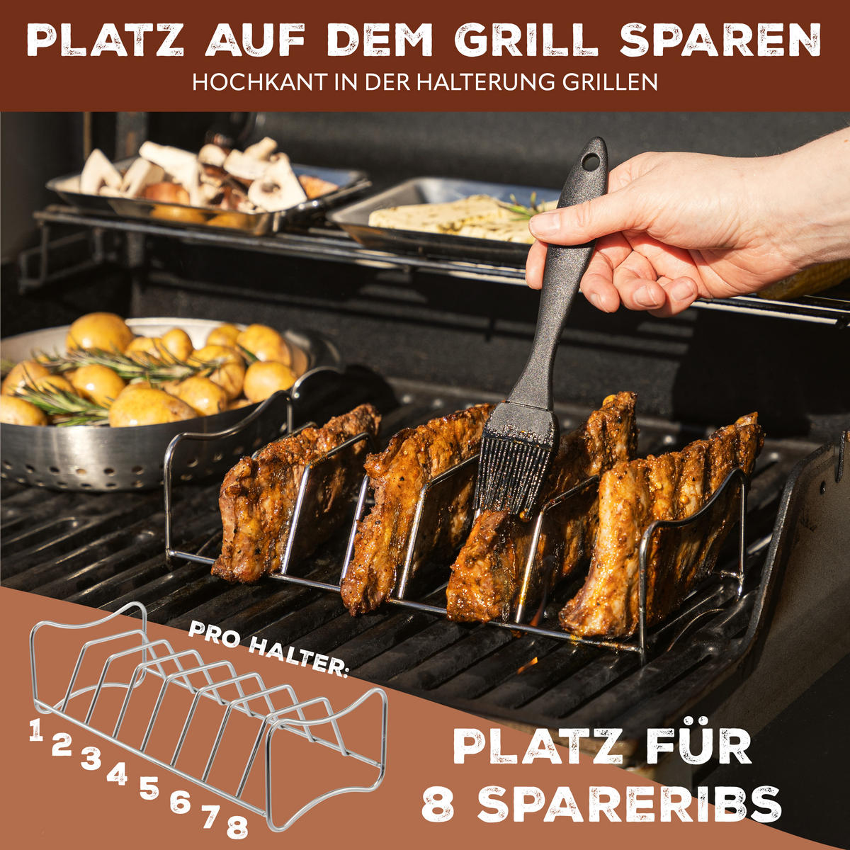 RIPPCHENHALTER 2in1 2er Set, Edelstahl - Edelstahlfarben, Metall (12/8/28cm) - bremermann