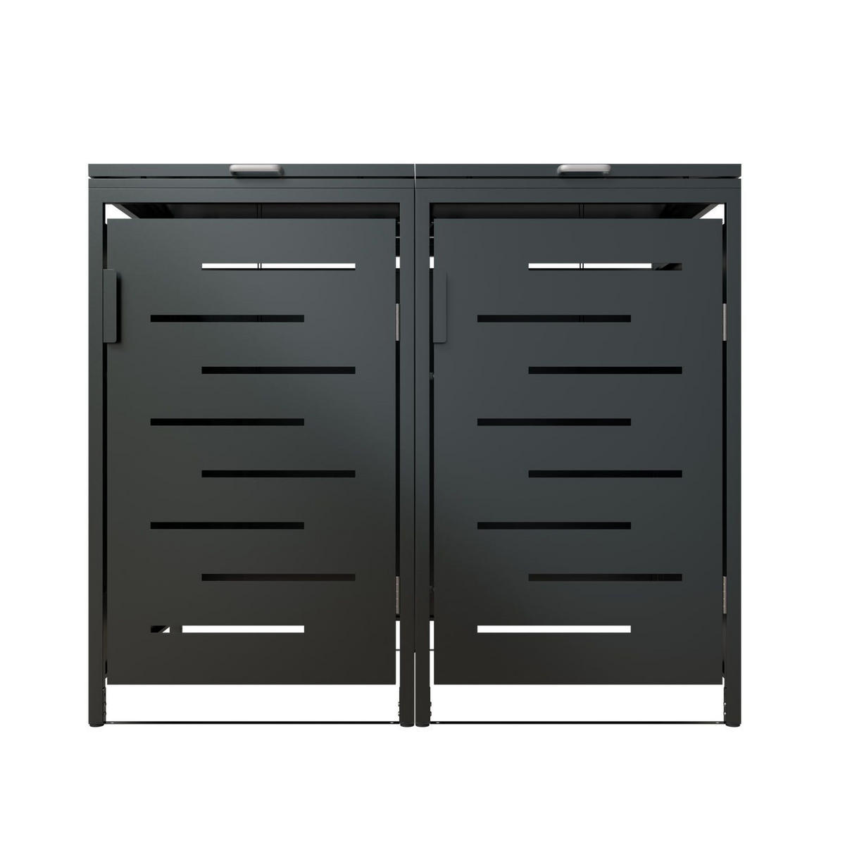 MÜLLTONNENBOX Arel 2er-Set - Anthrazit, Metall (136/120/80cm) - Juskys