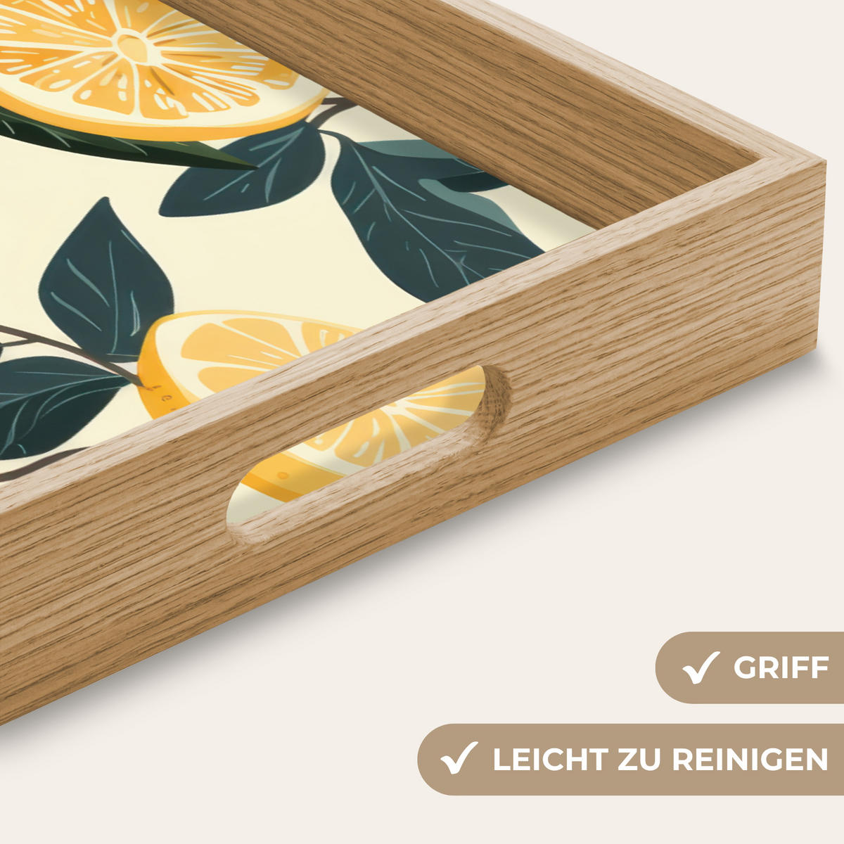 TABLETT - Zitronen - Früchte - Blätter - Gelb - Grün - Beige - 50x35 cm - Gelb, Holz (50/5/5cm) - OnlyWow