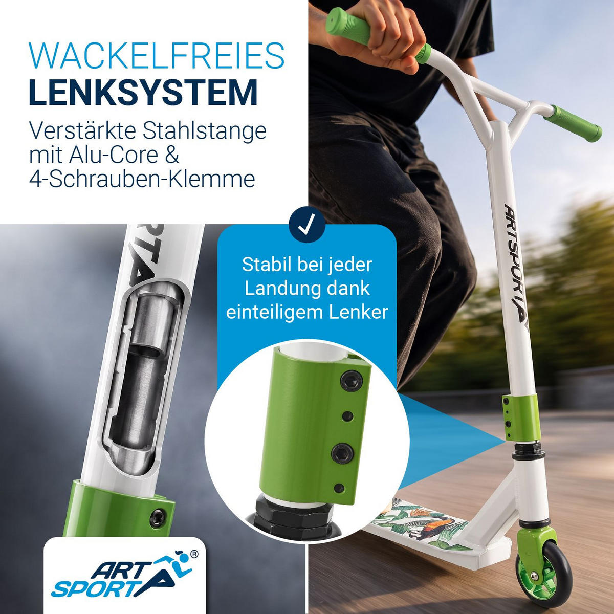 STUNTSCOOTER Hawaiana - Grün, Metall (66/47/84cm) - Artsport