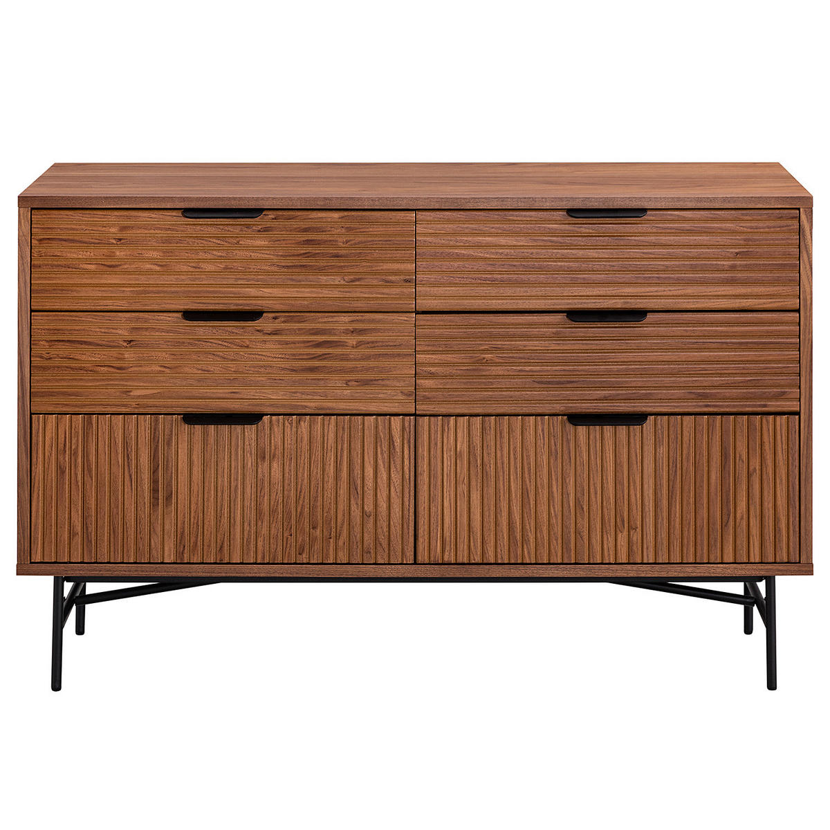 SIDEBOARD - MDF / Metall - Walnussfarben/Schwarz, Holzwerkstoff/Metall (120/80/40cm) - home24