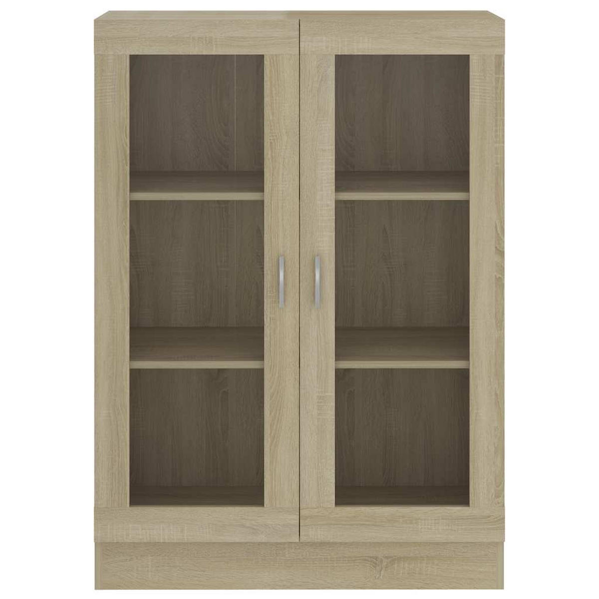 VITRINENSCHRANK mit 3 Fächern, 2 Glastüren 82,5/30,5/115 cm aus Holzwerkstoff Sonoma-Eiche Dekor - Sonoma Eiche, Holz (82.5/115/30.5cm) - vidaXL