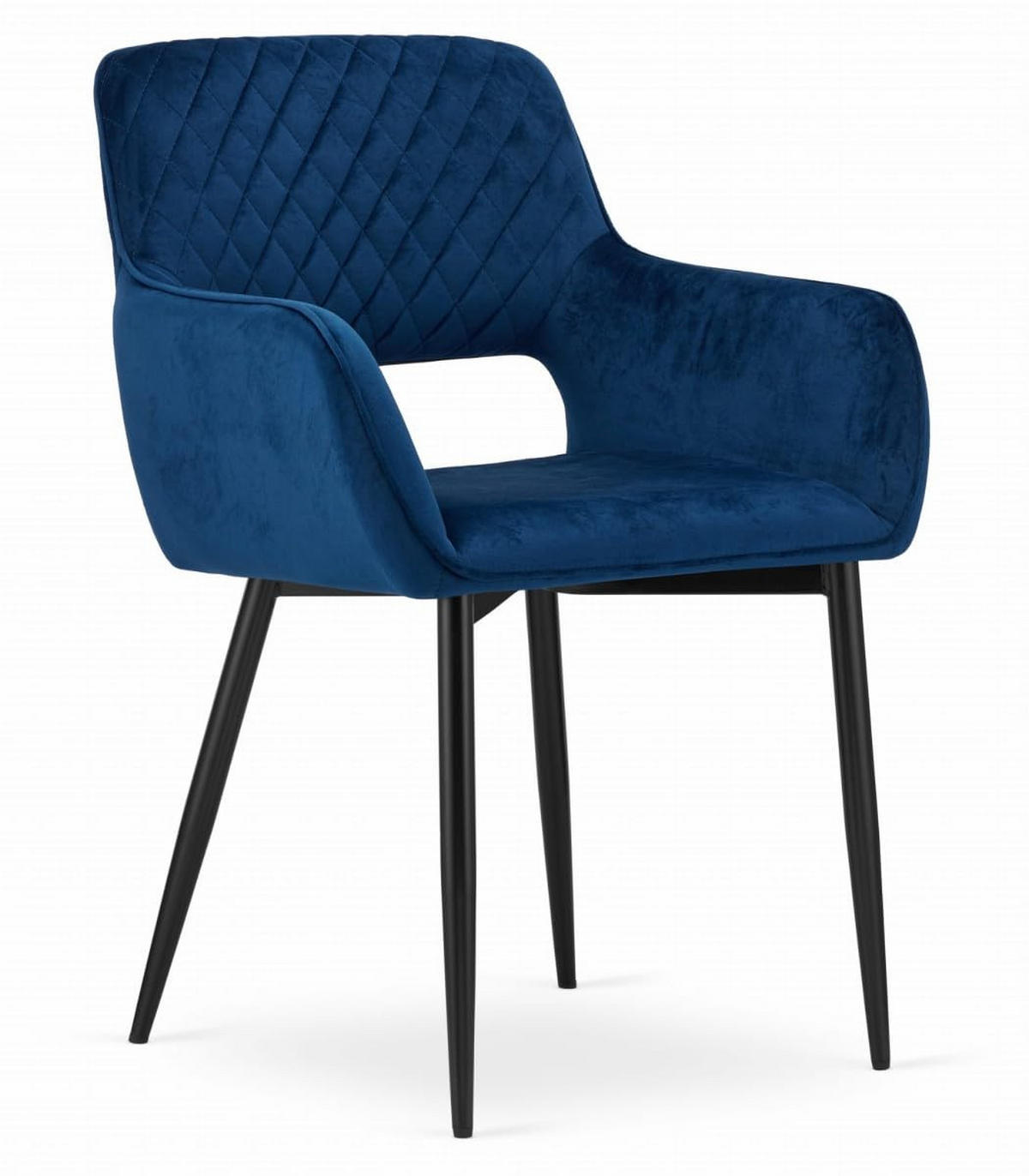 ESSZIMMERSTUHL Blauer Velours, Diamantgepolsterte Rückenlehne Mit Armlehnen, Komfortable Sitzfläche - Blau, Textil (58/84/58cm) - Best For Home