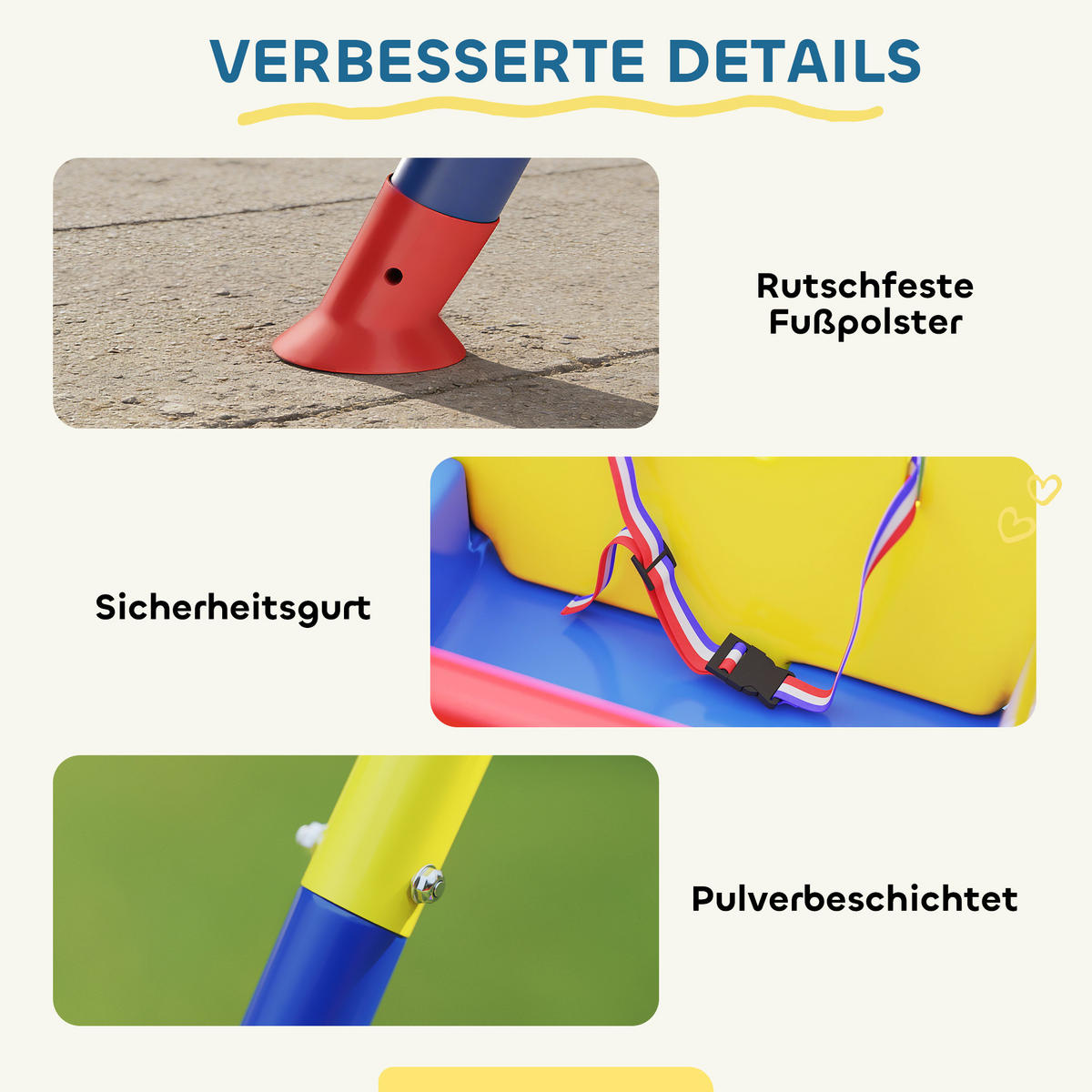 BABYSCHAUKEL Stahl Kunststoff Blau - Blau, Kunststoff (155/128cm) - AIYAPLAY