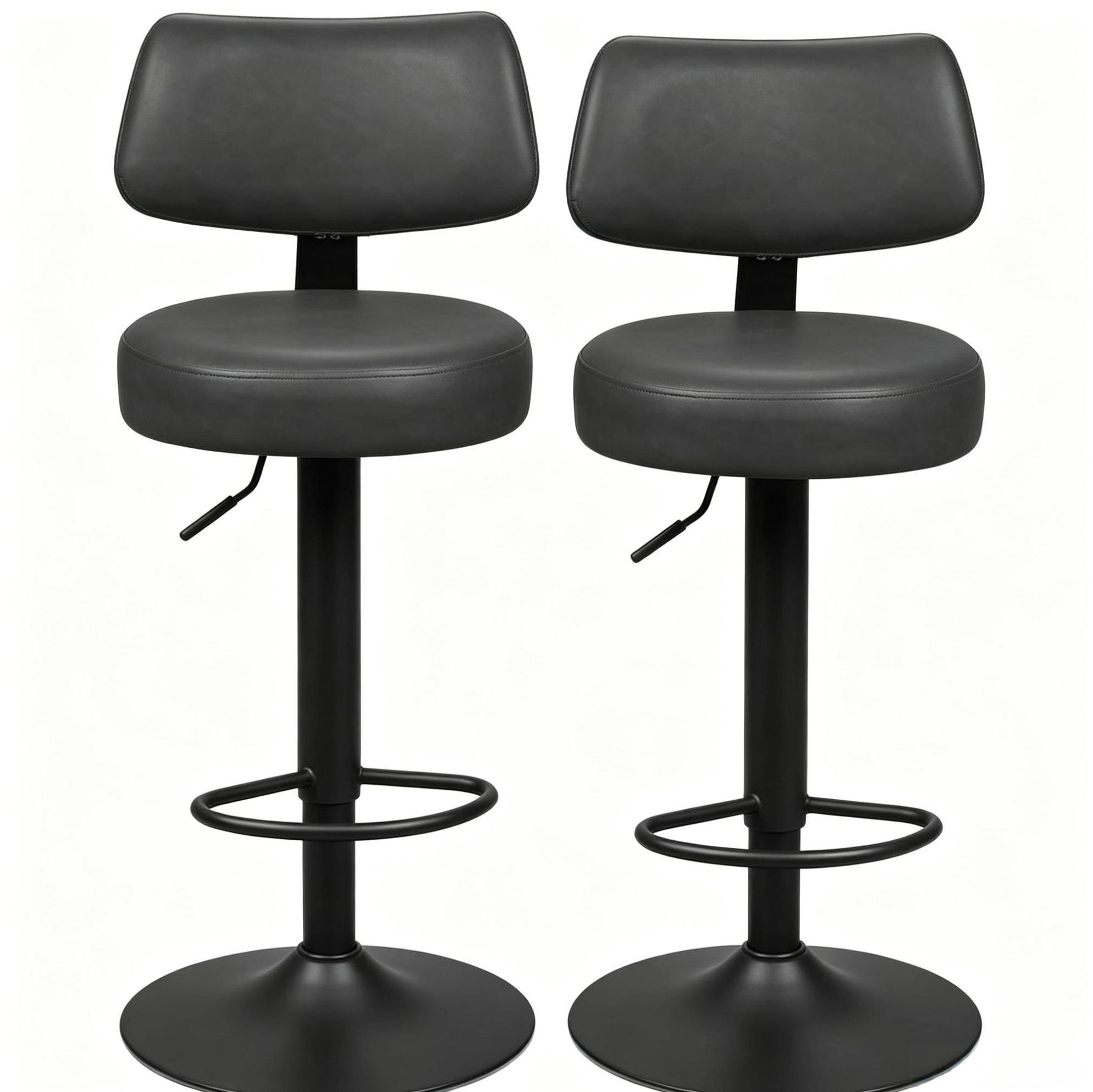 BARHOCKER 2er-Set höhenverstellbar 41 x 41 x 84-109 cm Anthrazit - Anthrazit, Metall (41/109/41cm) - Meubliv