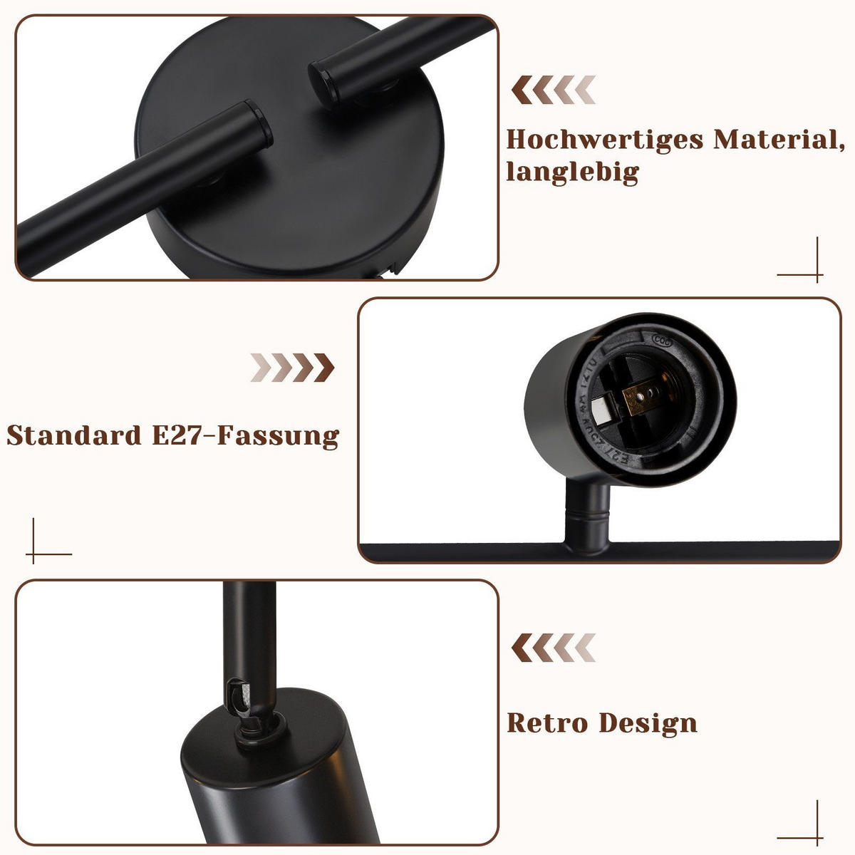 DECKENSTRAHLER Helmut 75/9/16cm - Schwarz, Metall (75/9/16cm) - ZMH