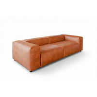 MODULSOFA MIA Braun Lederfaserstoff - Dunkelbraun/Schwarz, Leder/Kunststoff (306/72/120cm) - KAWOLA