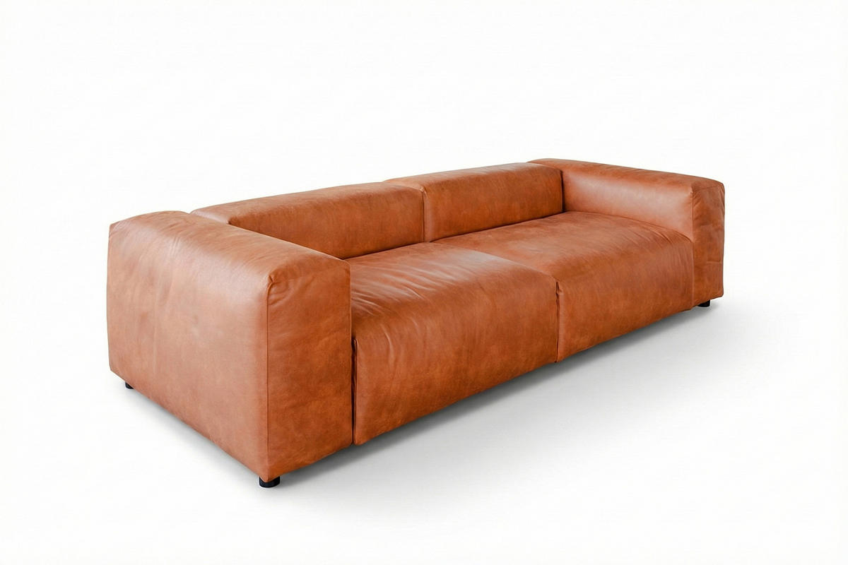 MODULSOFA MIA Braun Lederfaserstoff - Dunkelbraun/Schwarz, Leder/Kunststoff (306/72/120cm) - KAWOLA