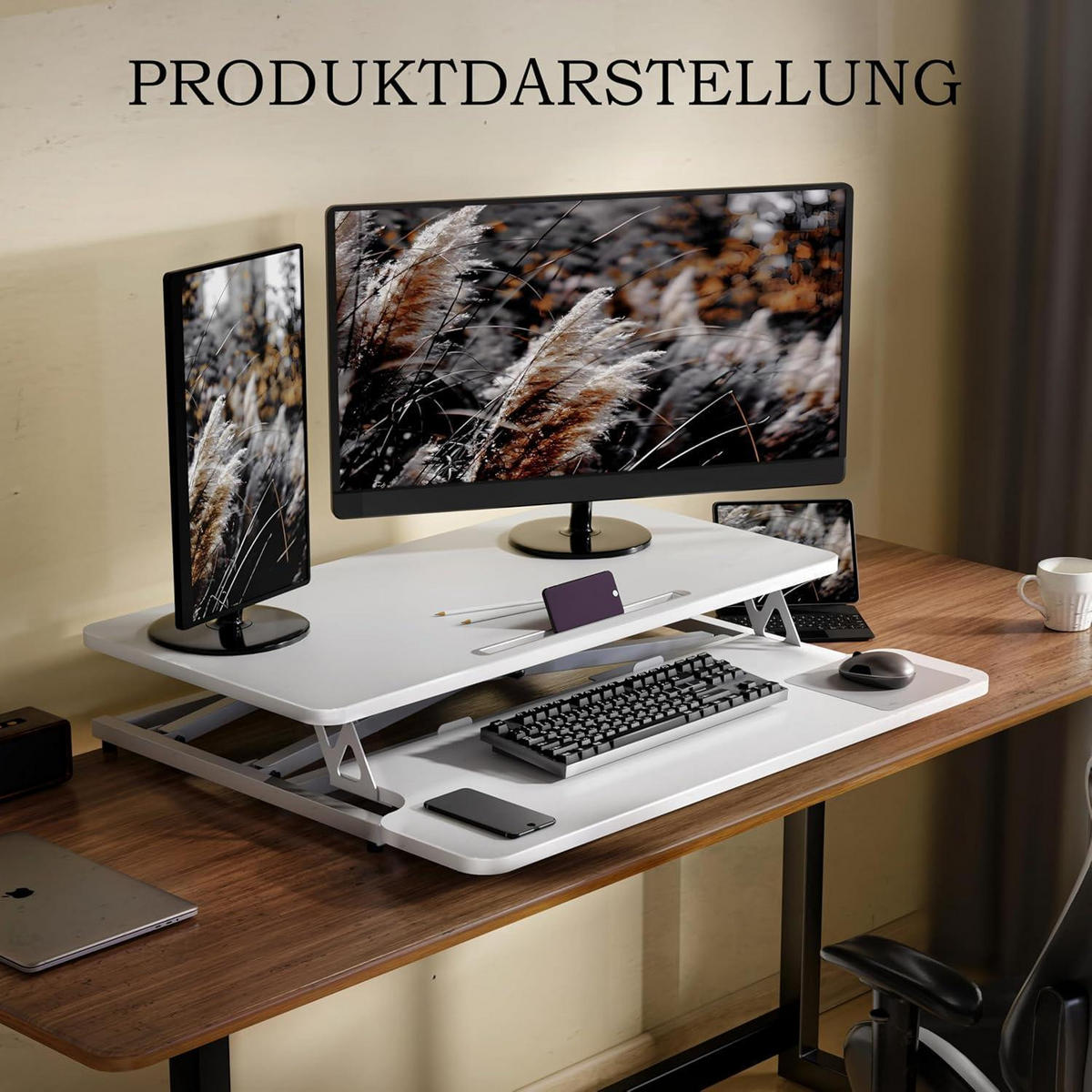 SCHREIBTISCHAUFSATZ höhenverstellbar 101 x 40 cm Weiß - Weiß, Kunststoff (40/101/50cm)