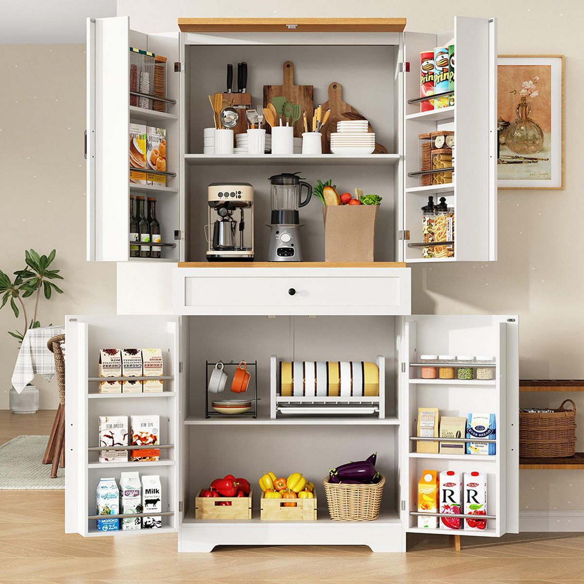HIGHBOARD 12 Fach Weiß 80/40/180 cm - Weiß, Holz (80/180/40cm) - Zephmum