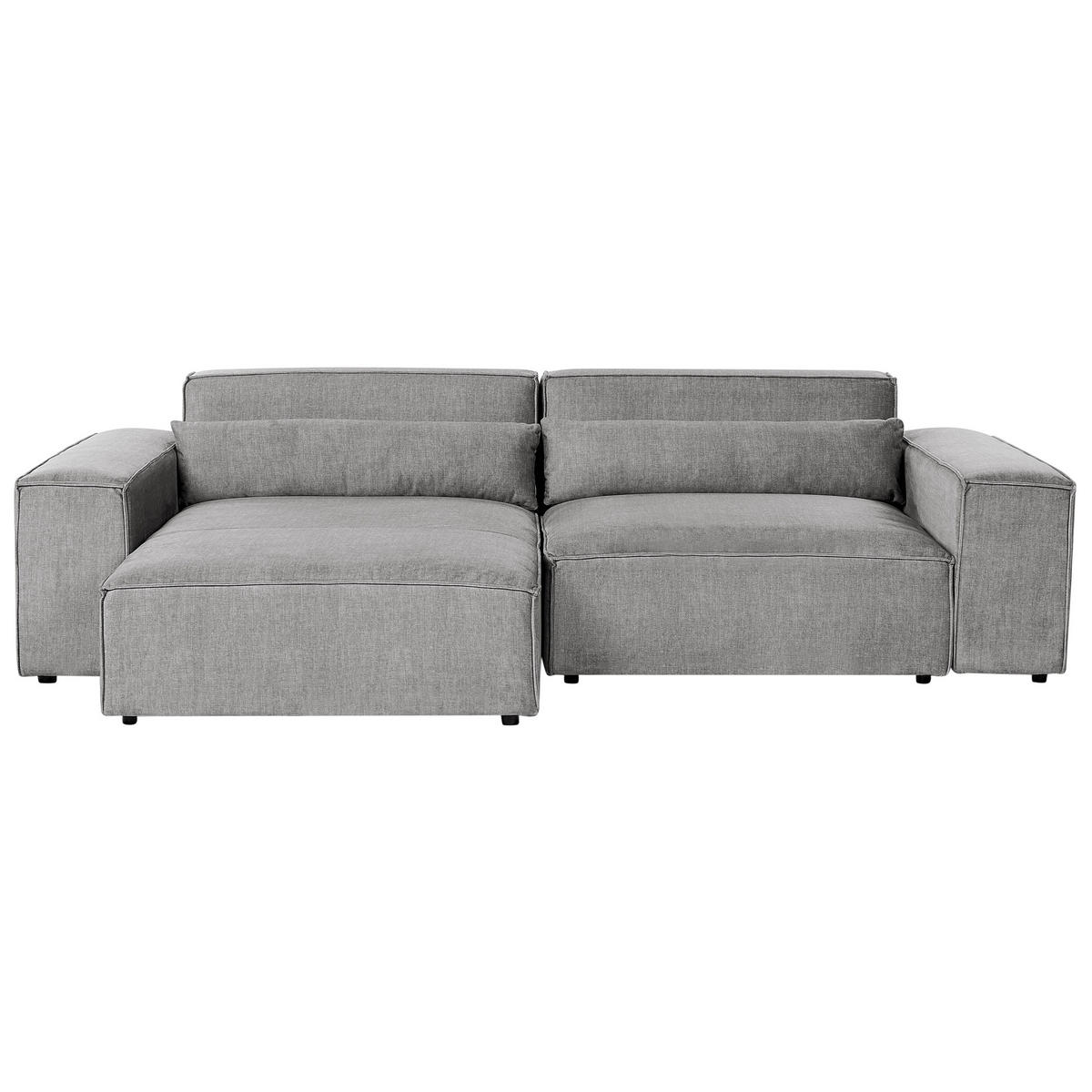ROHOVÁ POHOVKA modul 3-místná pravostranná Šedá Látka s otomanem Hellnar - šedá, textil (262/176cm) - Beliani