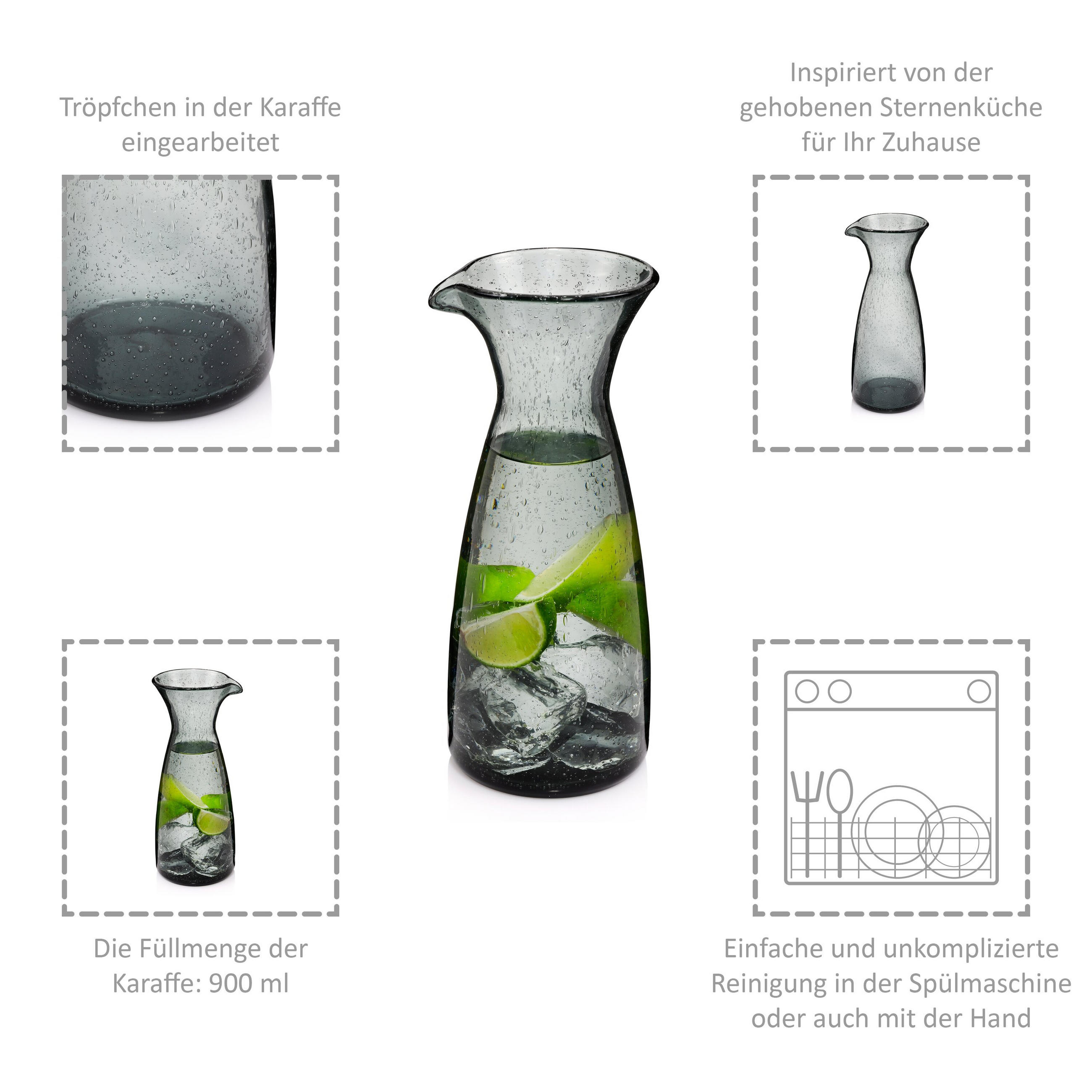 KARAFFE London Grau - Grau, Glas (0.9L) - Sänger