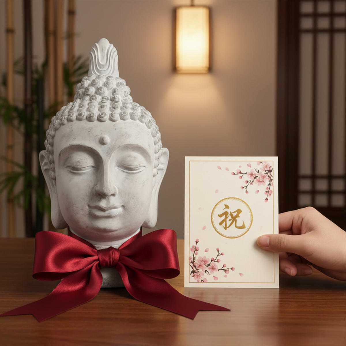 BUDDHA-KOPF - Beige, Kunststoff (45/78/39cm) - Relaxdays