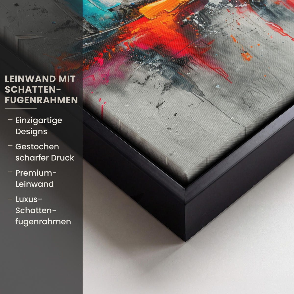 LEINWAND Bilder mit Rahmen - Moderne Kunst - Orange - Grau - Abstrakt - 20x20 - Hellgrau, Textil (20/20cm) - MuchoWow