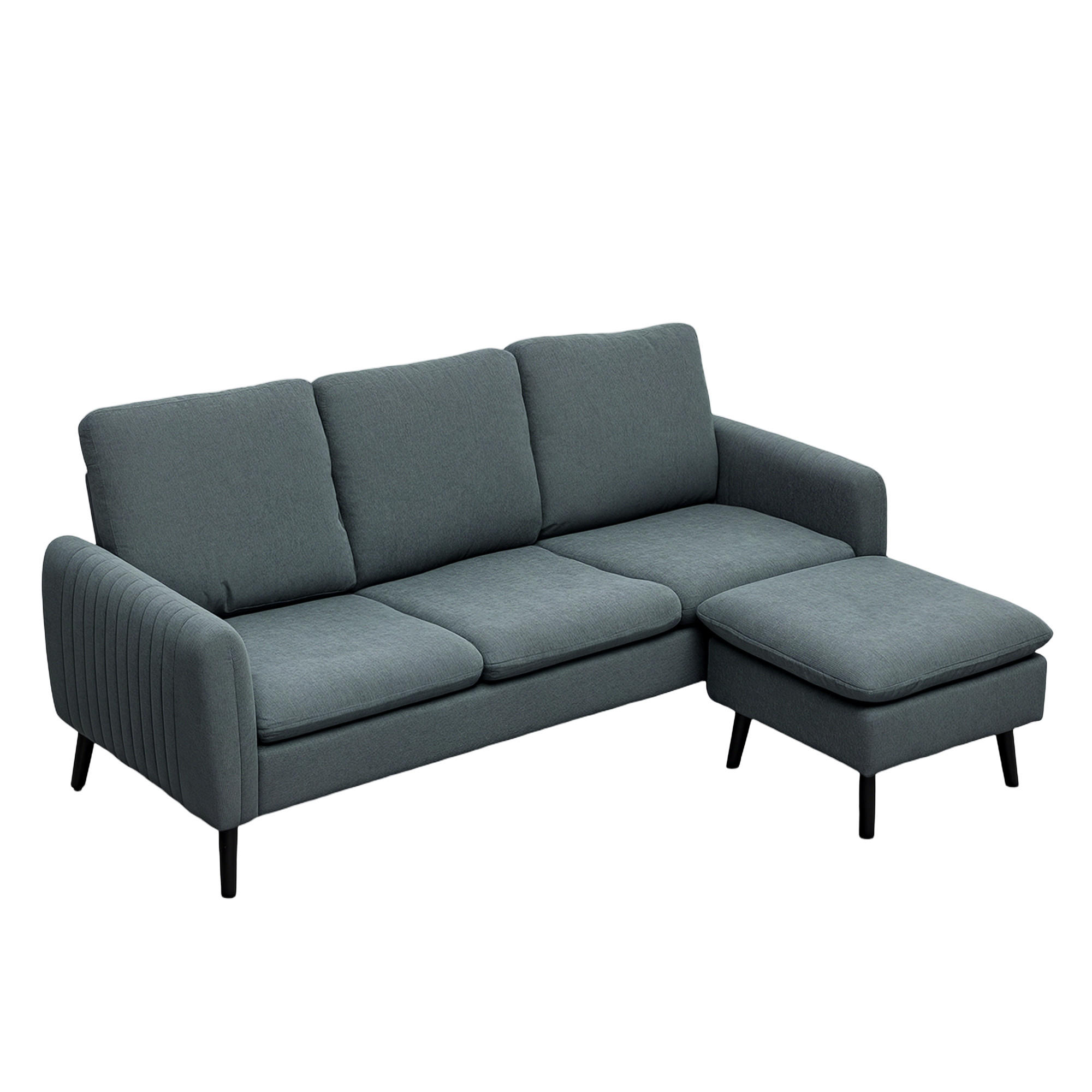 ECKSOFA Dunkelgrau 196.0/140.0/88.0 cm - Dunkelgrau, Textil (140/196cm)