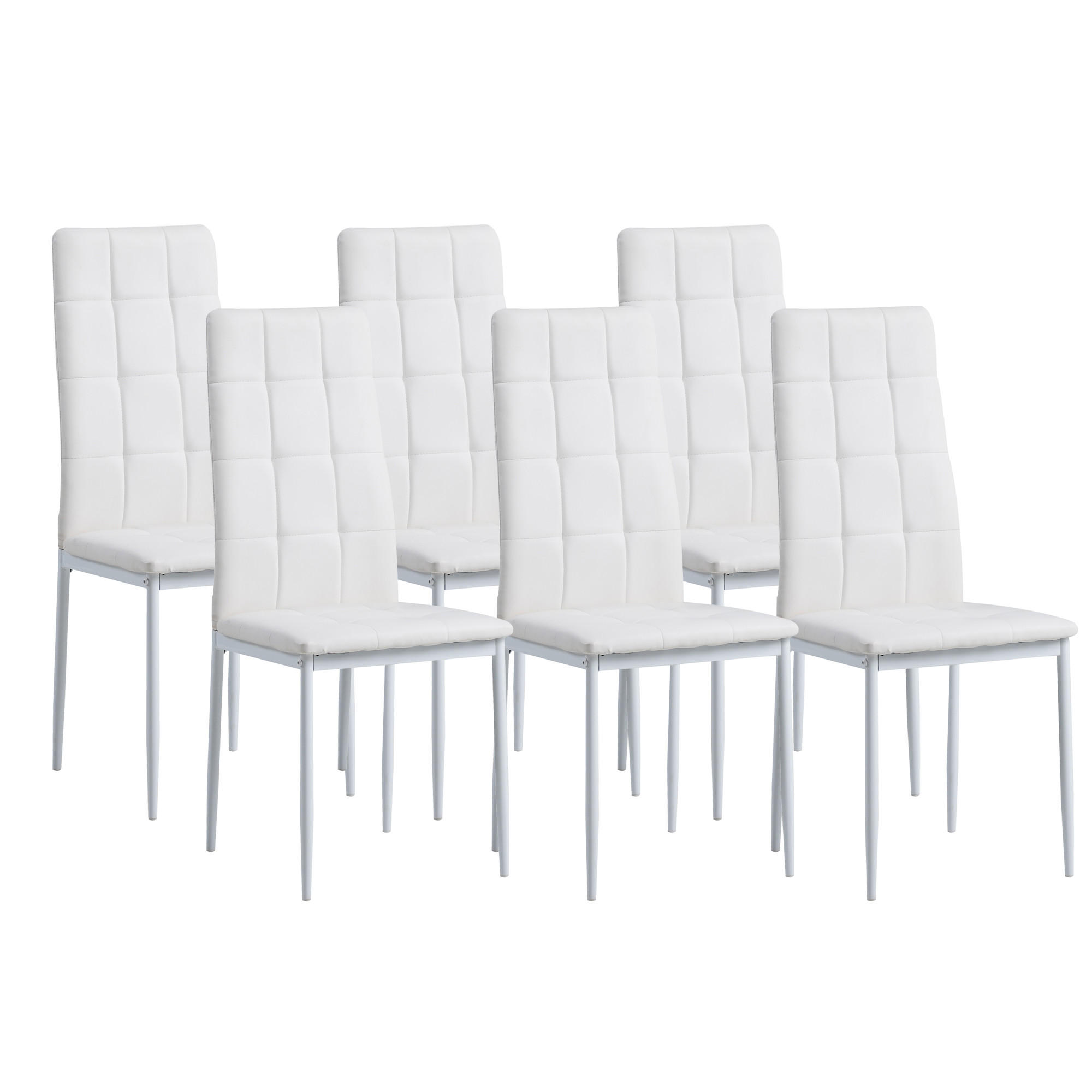 STUHL RIMINI Lederimitat Metallbeine 6er Set Weiss - Weiß, Kunststoff/Metall (41/97/38cm) - Albatros