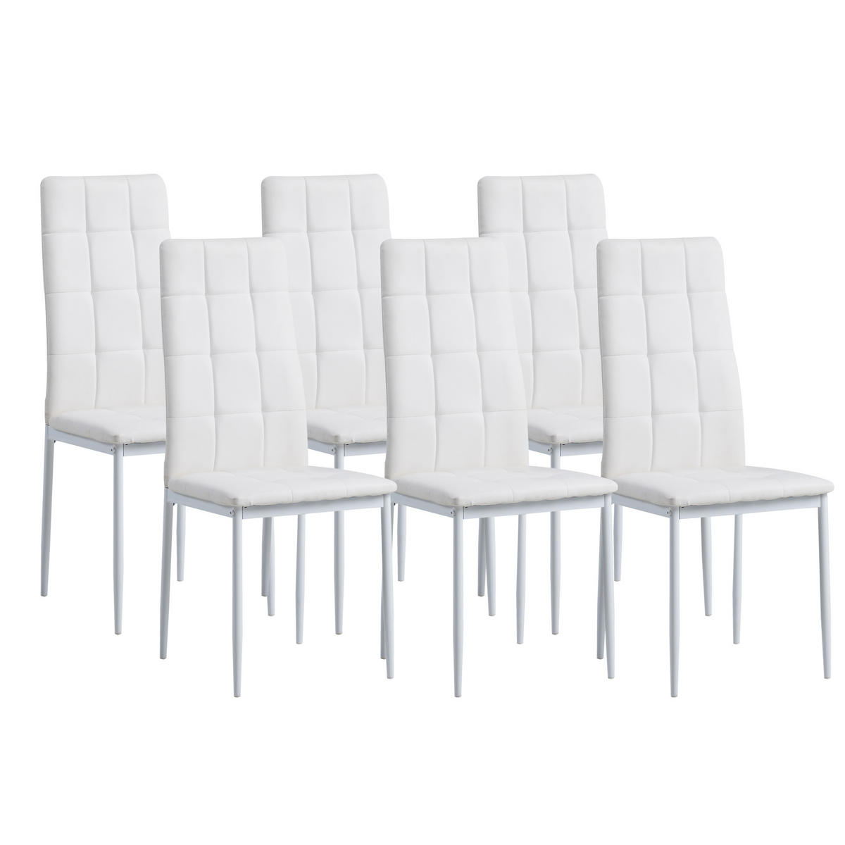 STUHL RIMINI Lederimitat Metallbeine 6er Set Weiss - Weiß, Kunststoff/Metall (41/97/38cm) - Albatros
