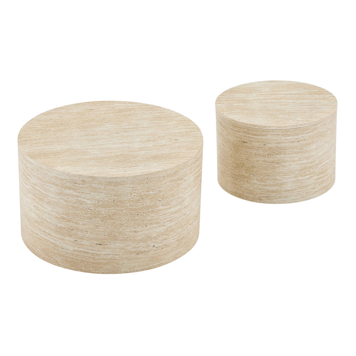 COUCHTISCH 2er-set Rund Holzoptik mit Stauraum & abnehmbarem Deckel - Naturfarben, Holzwerkstoff (62.8/62.8/35cm) - Urban Meuble