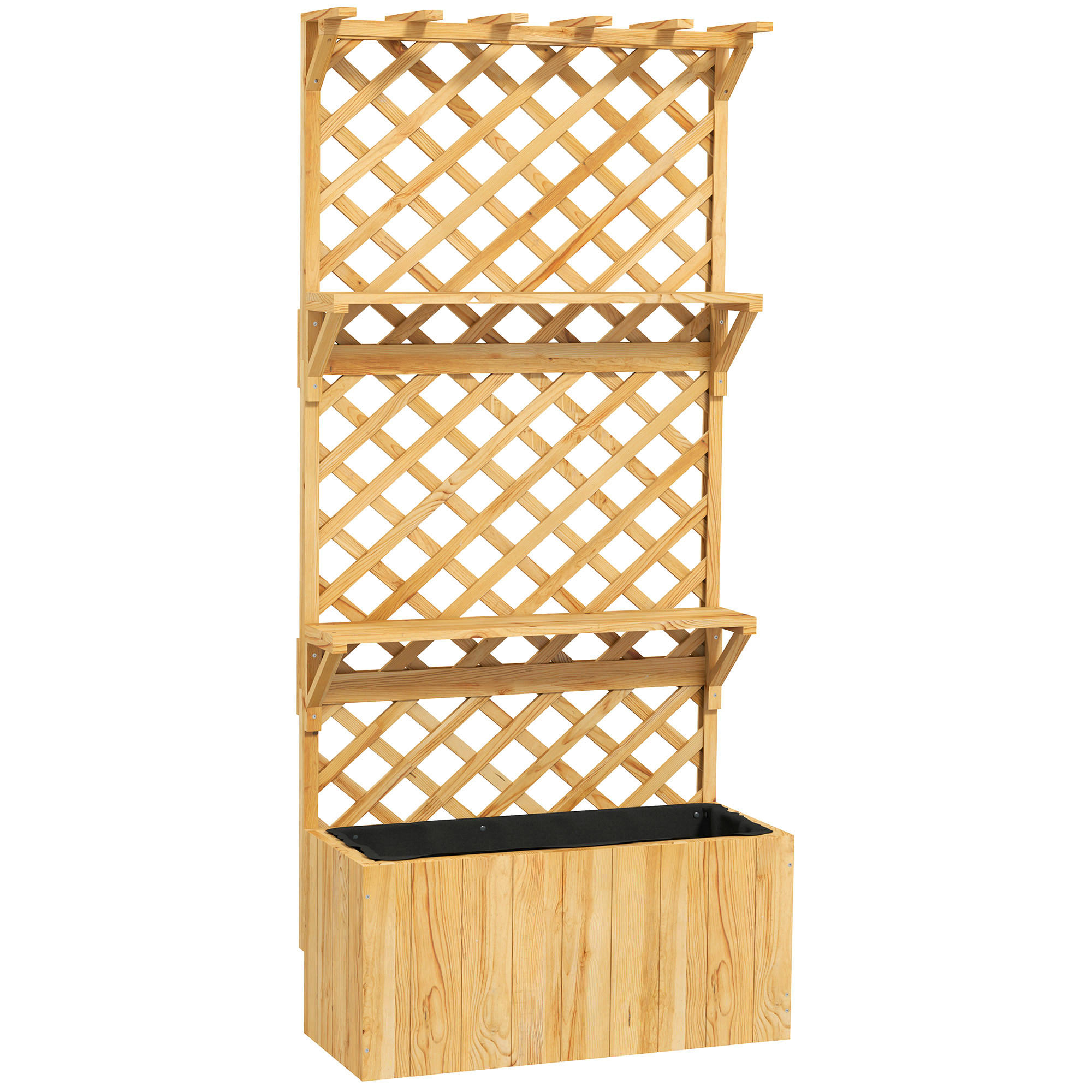 HOCHBEET 76x33x177 cm Holz Spalier Rankgitter - Naturfarben, Holz (76/177/33cm) - LEBENLANG