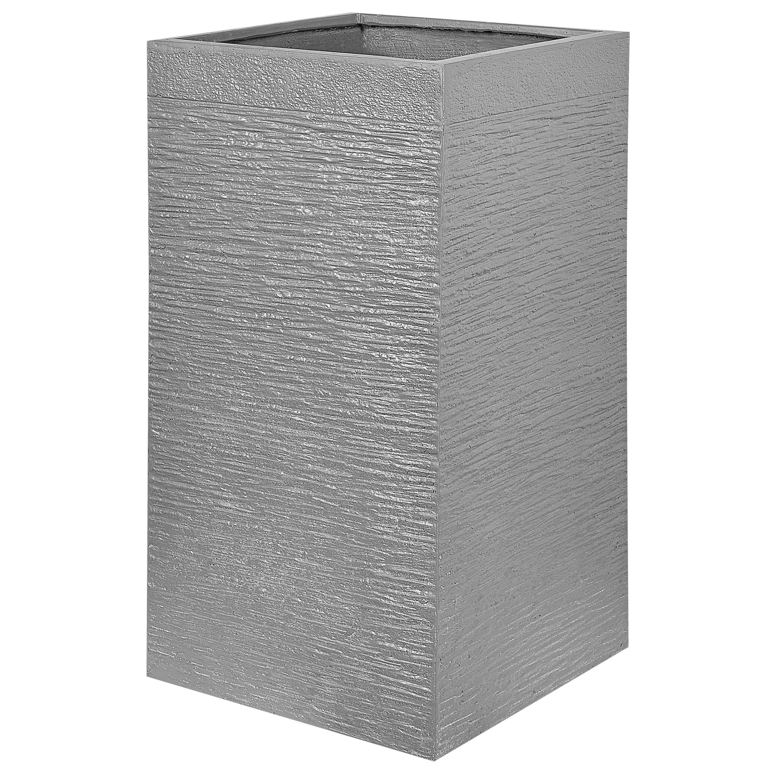 BLUMENTOPF grau quadratisch 40/40/77 cm Dion - Grau, Naturmaterialen (77cm) - Beliani